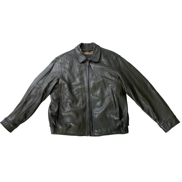 Andrew Marc Mens Black Leather Jacket Thermolite Plus Quilted Lining Large - Picture 1 of 15